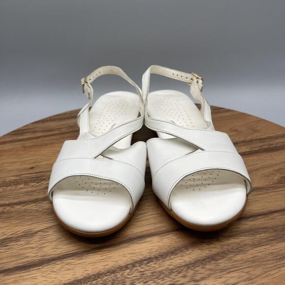 SAS Tripad Comfort Shoes Womens Size 8 WW White Leather Wedge Slingback Sandals - Picture 2 of 8